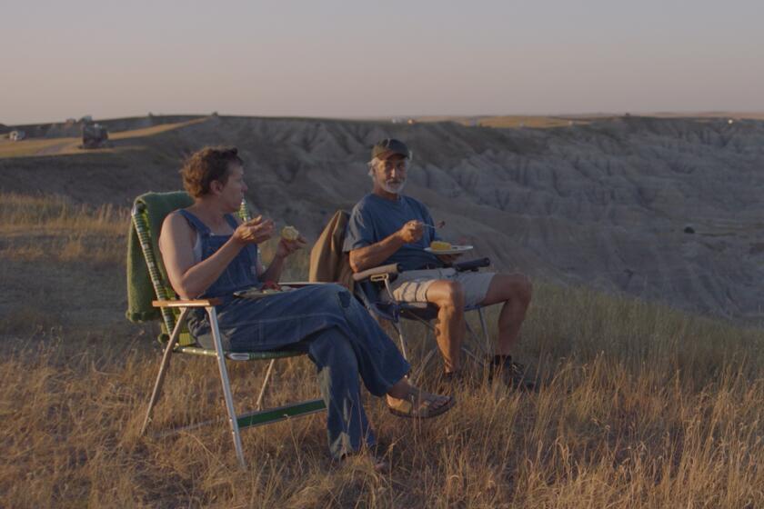 Frances McDormand and David Strathairn in the movie "Nomadland."