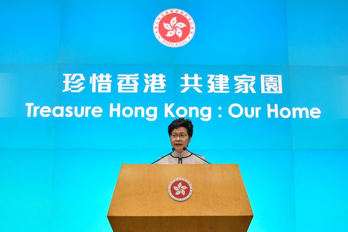 Hong Kong Chief Executive Carrie Lam 