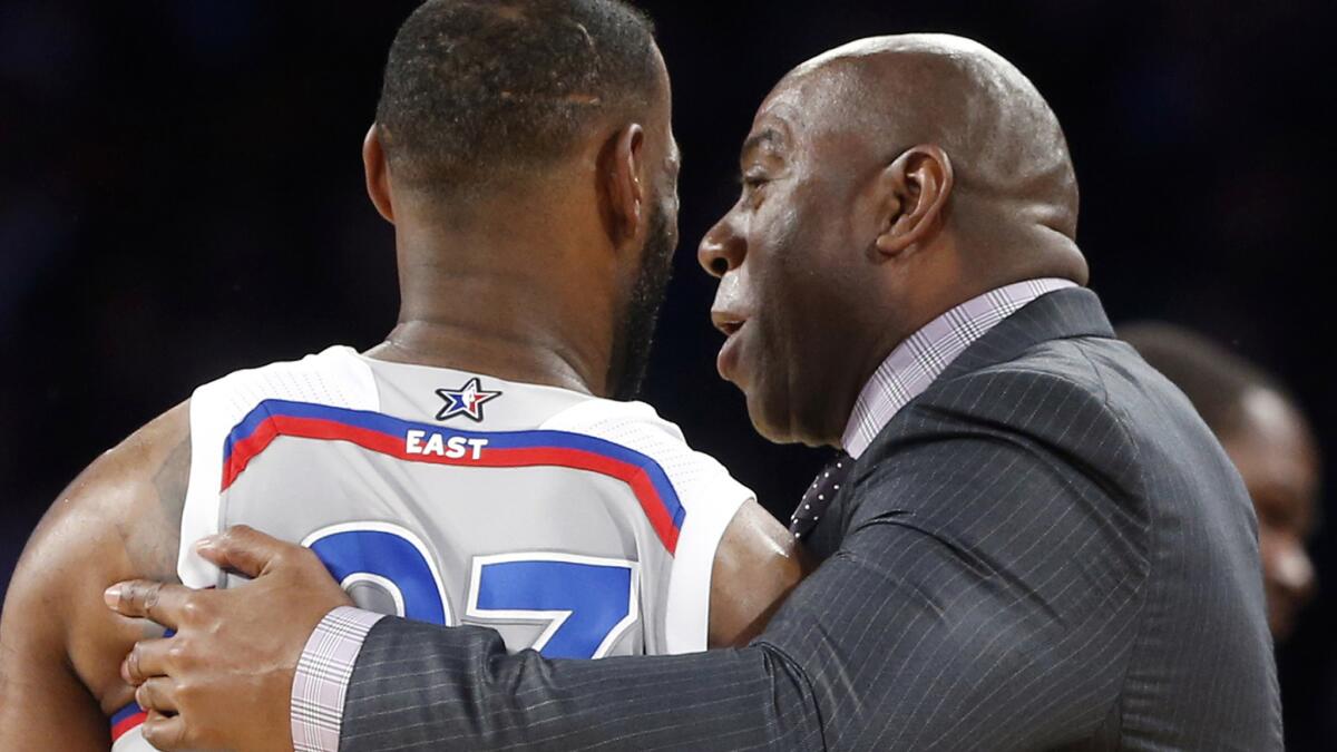 One of the greatest Lakers of all-time chats with one of the greatest players of all-time during the 2017 NBA All-Star game.
