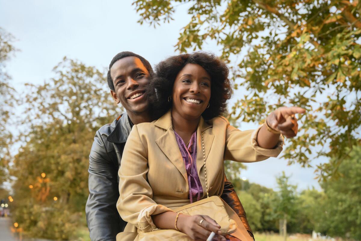 Micheal Ward and Amarah-Jae St. Aubyn in "Lovers Rock," one of five films in Steve McQueen's "Small Axe" anthology.