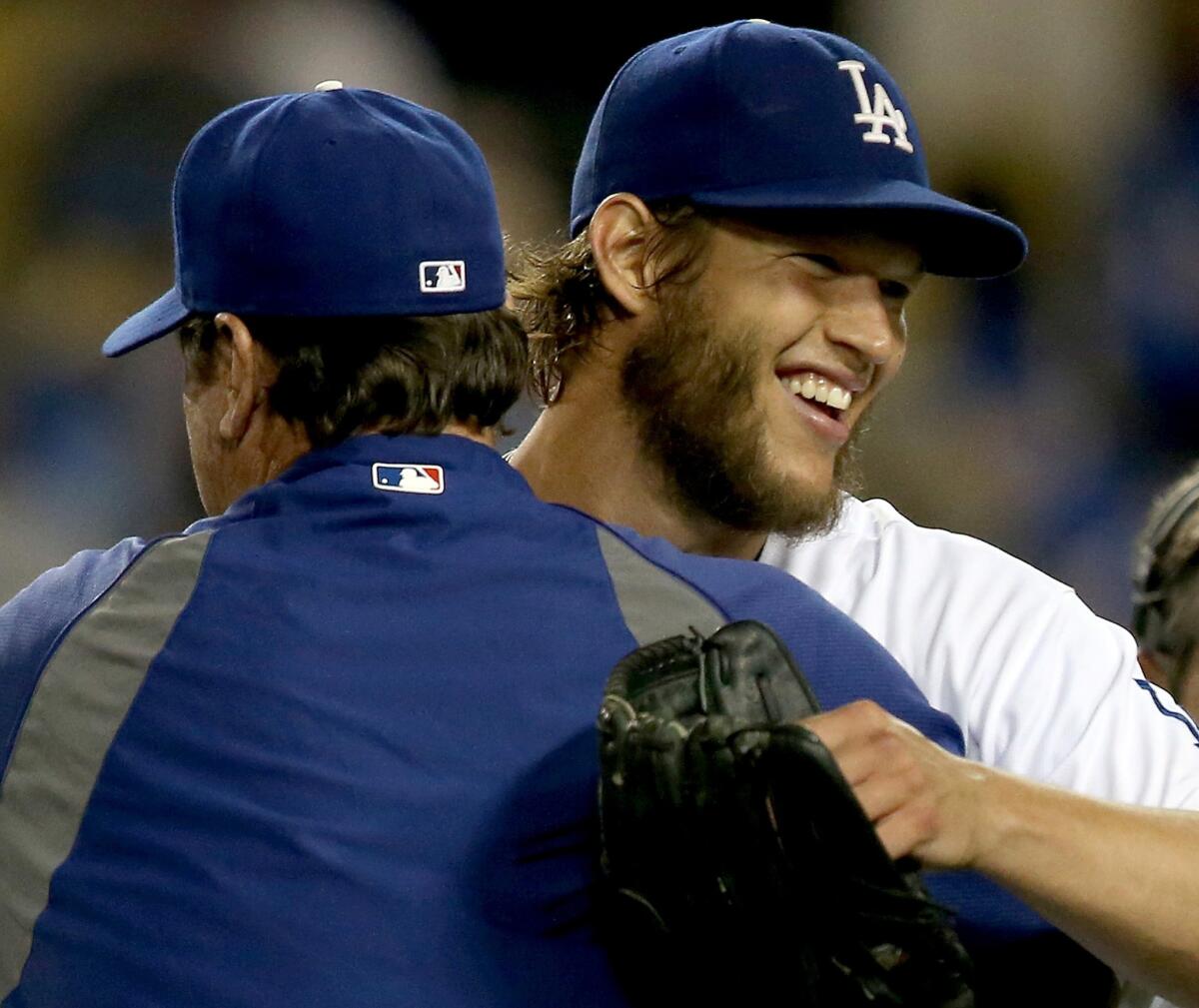 Clayton Kershaw's scoreless-inning streak ended at 41 after he gave up a home run to San Diego's Chase Headley, but he was beaming after his complete-game victory. Kershaw gave up just three hits while striking out 11.