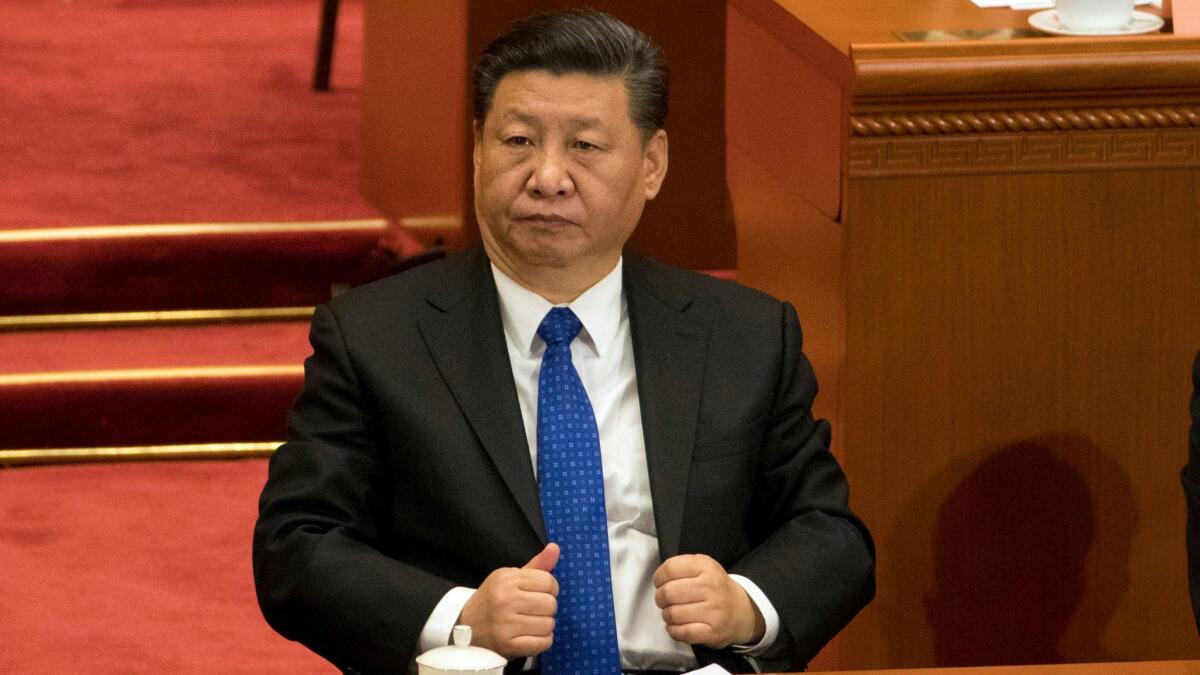 In this March 3, 2018, photo, Chinese President Xi Jinping attends the opening session of the Chinese People's Political Consultative Conference in Beijing's Great Hall of the People.