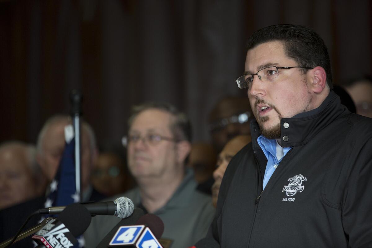 Ferguson Mayor James Knowles speaks at a press conference at the Ferguson Community Center in Ferguson, Mo. on Tuesday, Nov. 25.