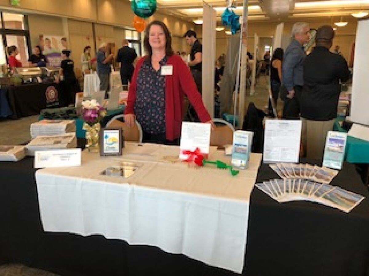 Melaini Peet, Encinitas Chamber of Commerce current board member at the 2018 Encinitas Chamber of Commerce Business Expo.