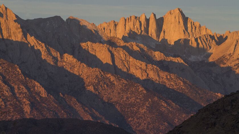 Mt. Whitney seen at sunrise in the Owens Valley. PHOTOGRAPHED WEDNESDAY NOVEMBER 12, 2014