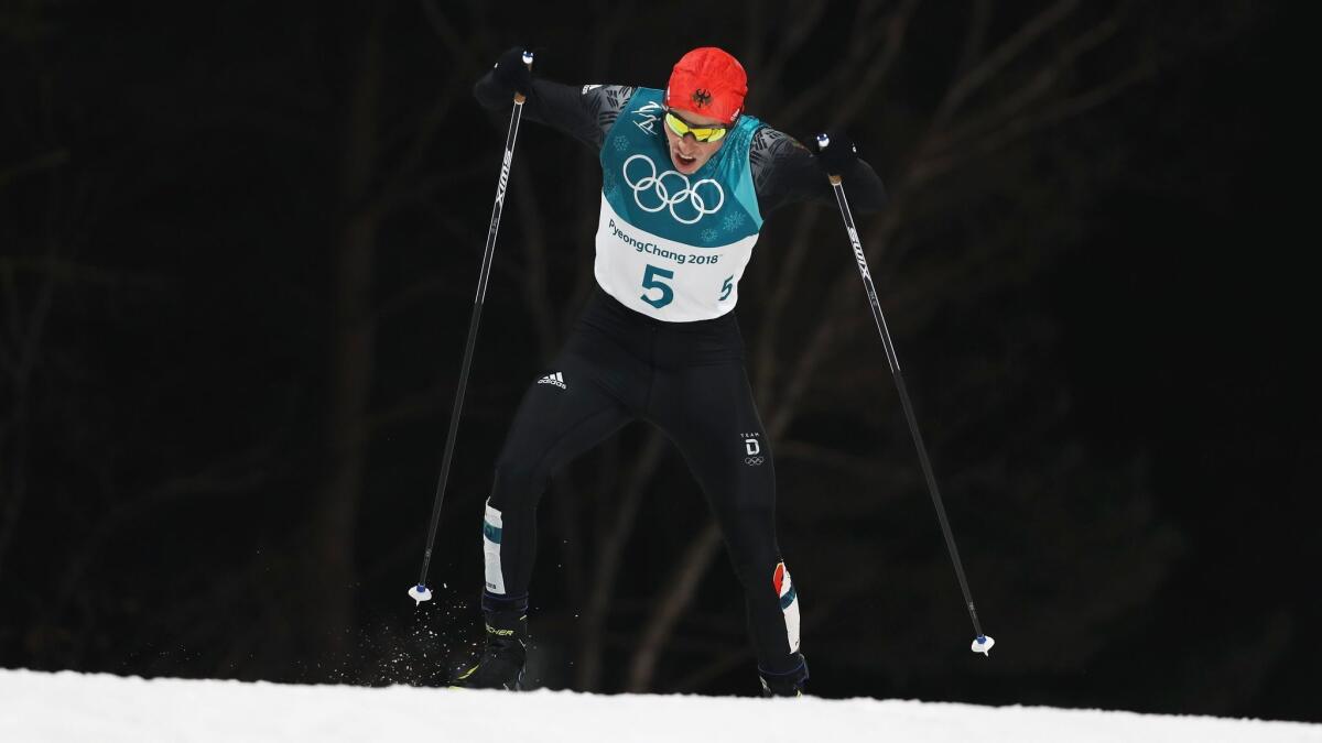 Germany's Eric Frenzel competes in the Nordic combined at the Pyeongchang Winter Olympics on Feb. 14.