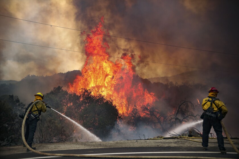 San Miguel County Firefighters battled a brush fire along Japatul Road during the Valley Fire in Jamul.
