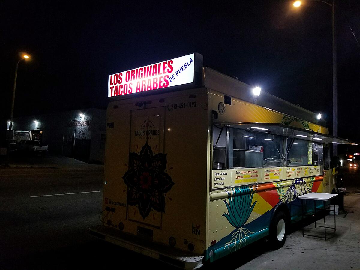 Los Originales Tacos Arabes de Puebla sells tacos árabes in Boyle Heights.