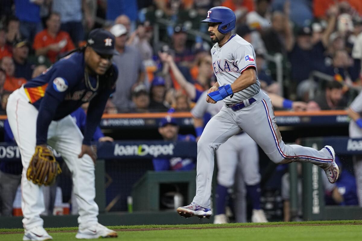 Rangers build big early lead off Valdez, hold on for 5-4 win over Astros to  take 2-0 lead in ALCS - The San Diego Union-Tribune