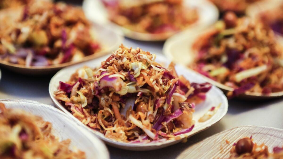 Kasih in Little Tokyo features Asinan kelapa, an Indonesian slaw that has gluten-free and vegan options.