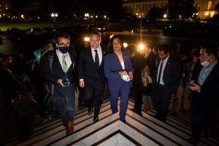 WASHINGTON, DC - NOVEMBER 05: Rep. Josh Gottheimer (D-NJ) and Rep. Pramila Jayapal (D-WA) leave a news conference on the steps of the House of Representatives on Friday, Nov. 5, 2021 in Washington, DC. After months of negotiations between progressives and moderates, House Democrats hold votes on the bipartisan infrastructure bill and social spending bill on Friday. (Kent Nishimura / Los Angeles Times)