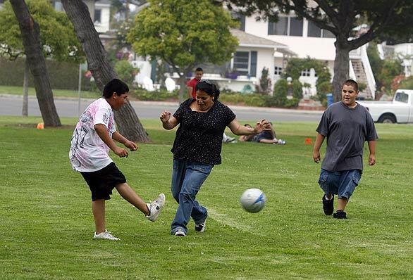 Families play soccer