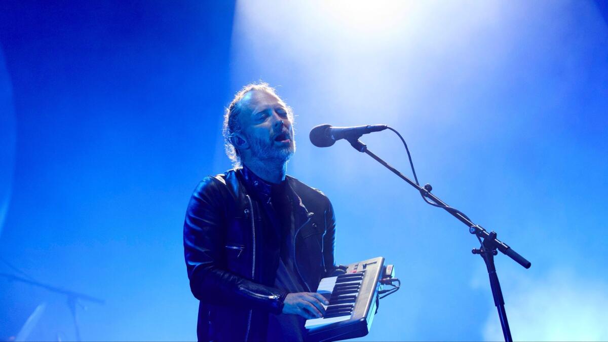 Thom Yorke of Radiohead perform Friday night at Coachella.