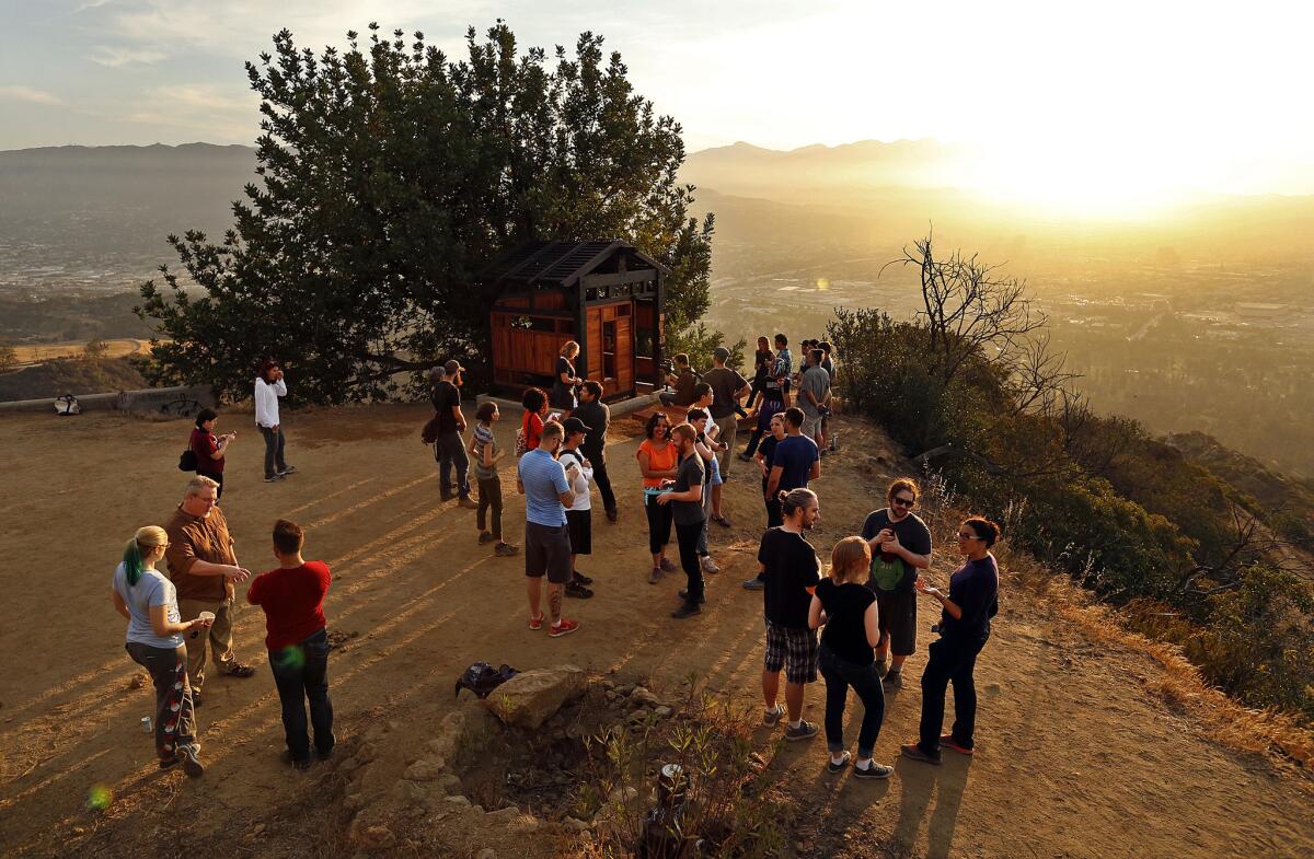 A view of the Griffith Park Teahouse after it was surreptitiously installed in Griffith Park last summer by a collective of anonymous artists.
