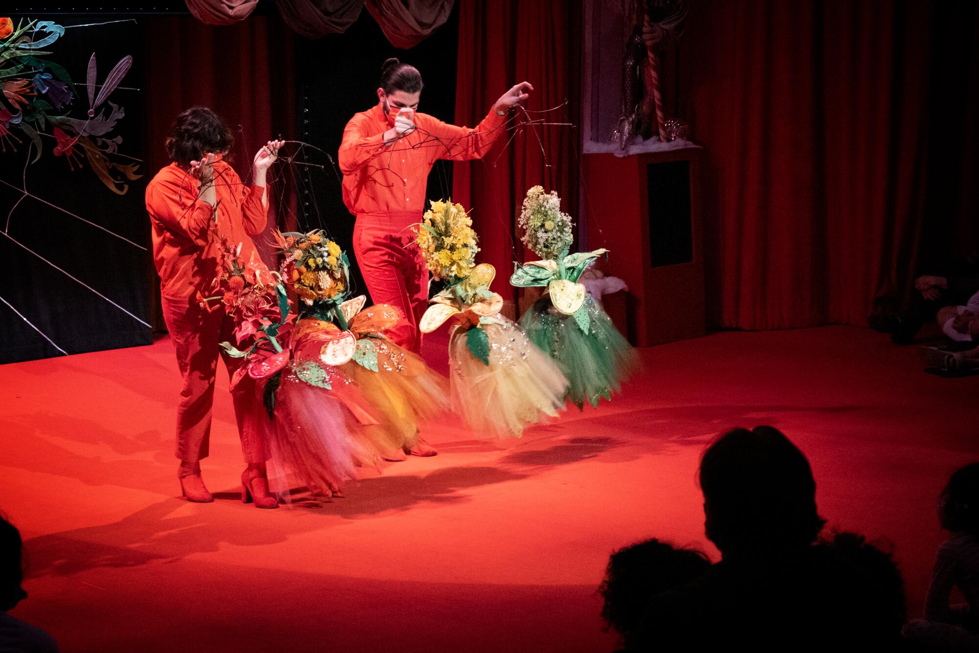 Marionettes on stage at Bob Baker's Marionette Theater.