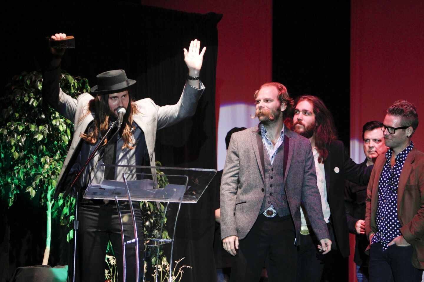 The Silent Comedy accepts their Best Pop award.