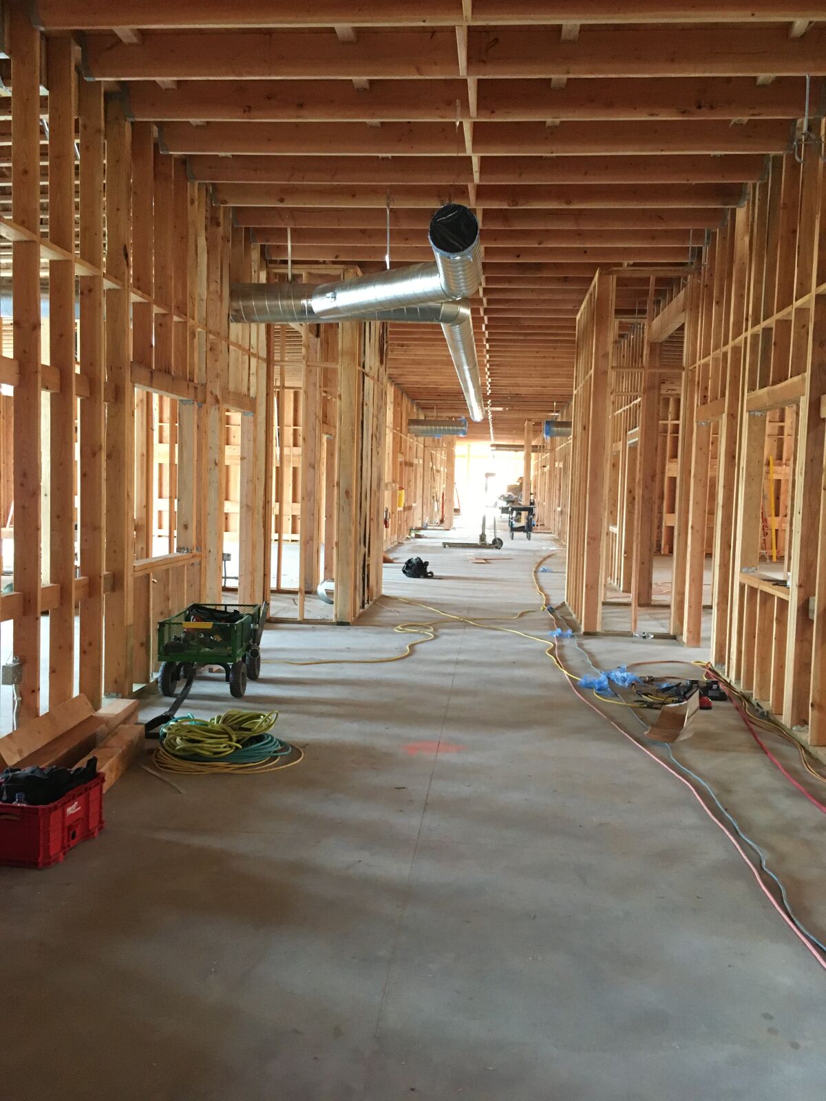 A peek inside the school under construction.
