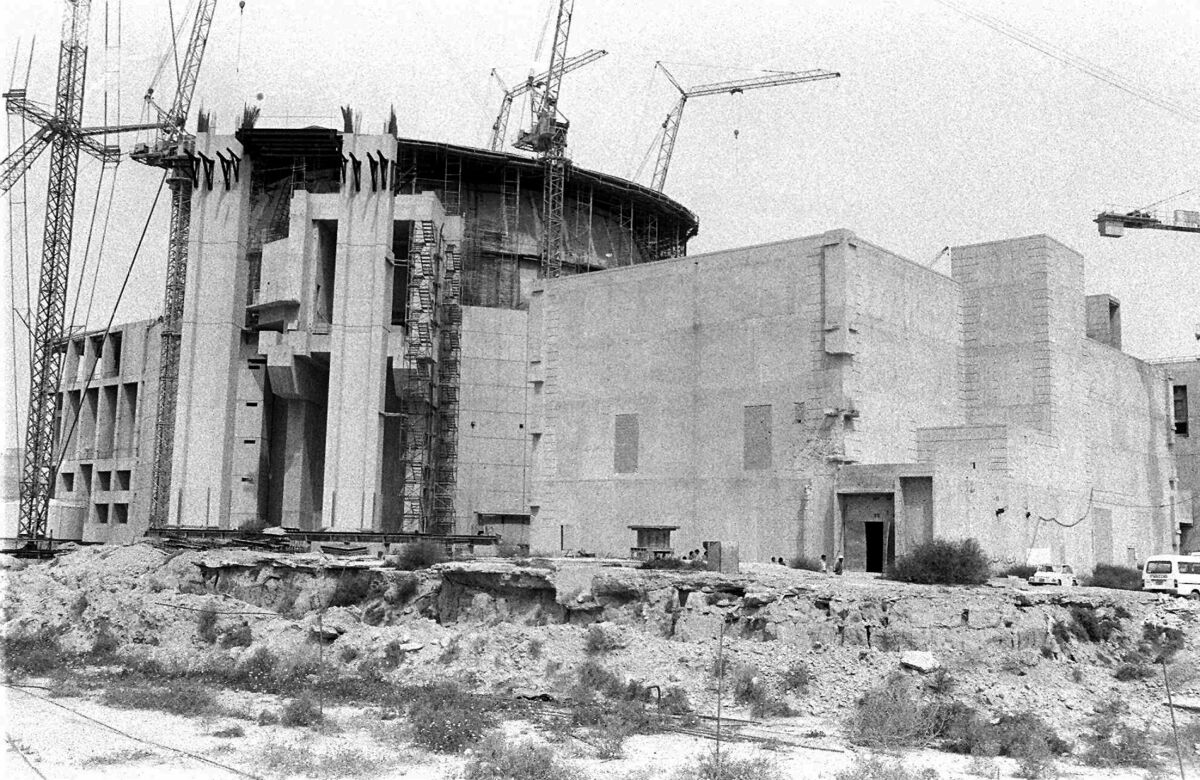 FILE-- Bushehr atomic power plant is seen Feb. 19, 1985. In 1975 the German firm Kraftwerk Union began construction of the Busher nuclear power plant as part of $4.8 billion deal for four reactors. Iran’s atomic program first came to the country under American aspirations of peaceful energy but later found itself the target of Western fears over the Islamic Republic’s intentions. (AP Photo, File)