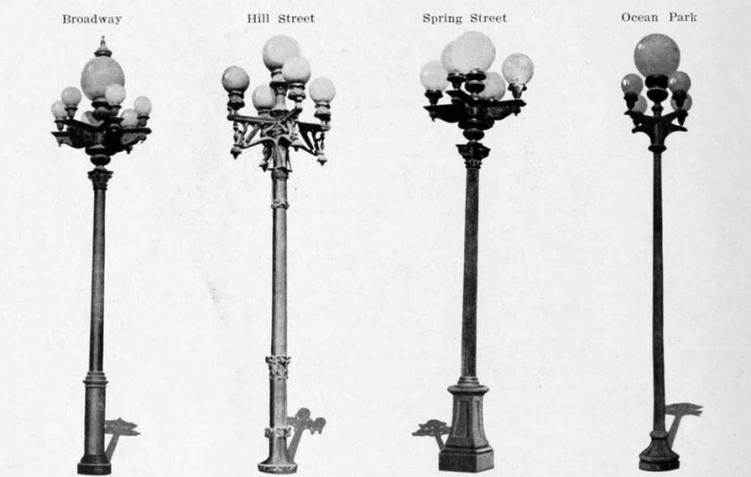 A 1909 sampling of four ornamental streetlights featured in a report of the Municipal Art Commission