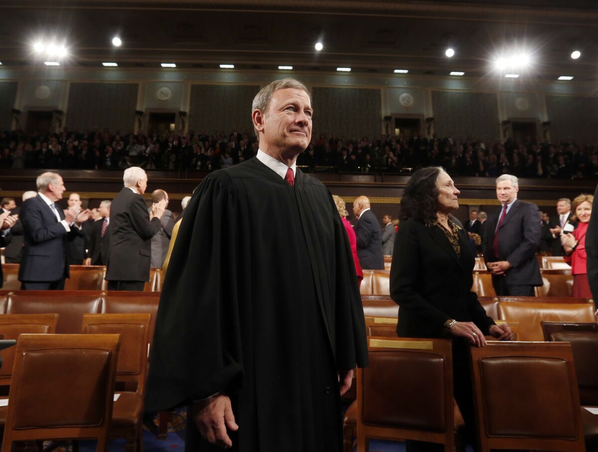 Supreme Court Chief Justice John Roberts in the House chamber on Capitol Hill in June 2014.