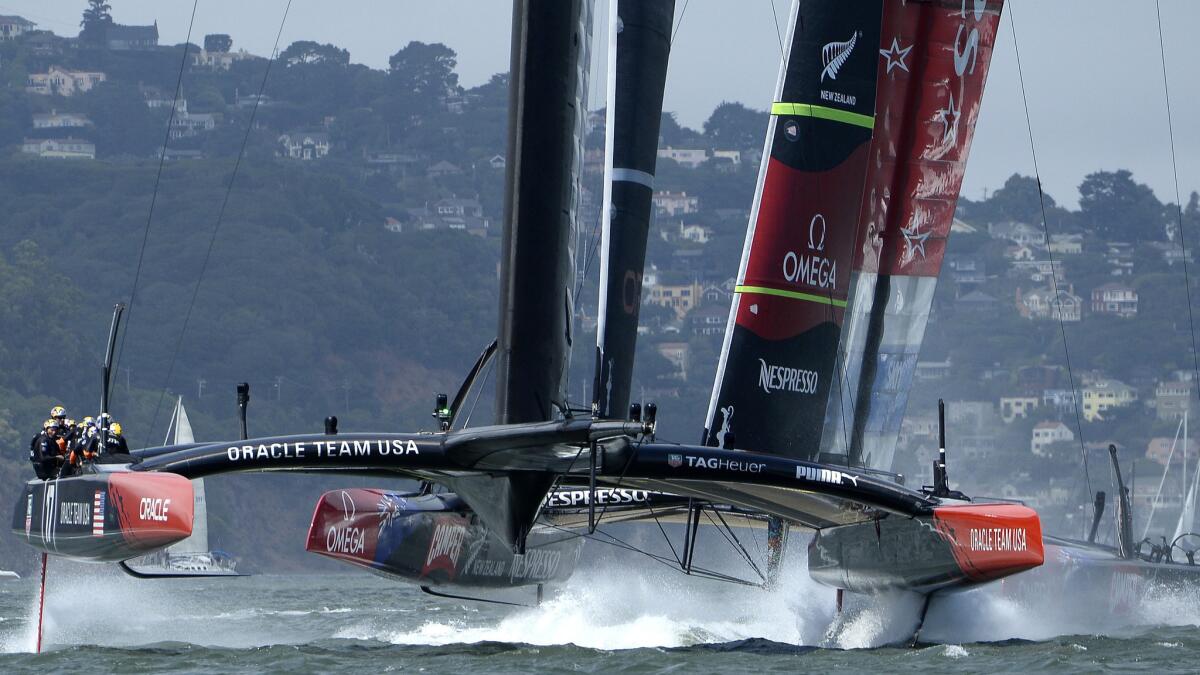 Oracle Team USA competes in the America's Cup in San Francisco Bay in September 2013.