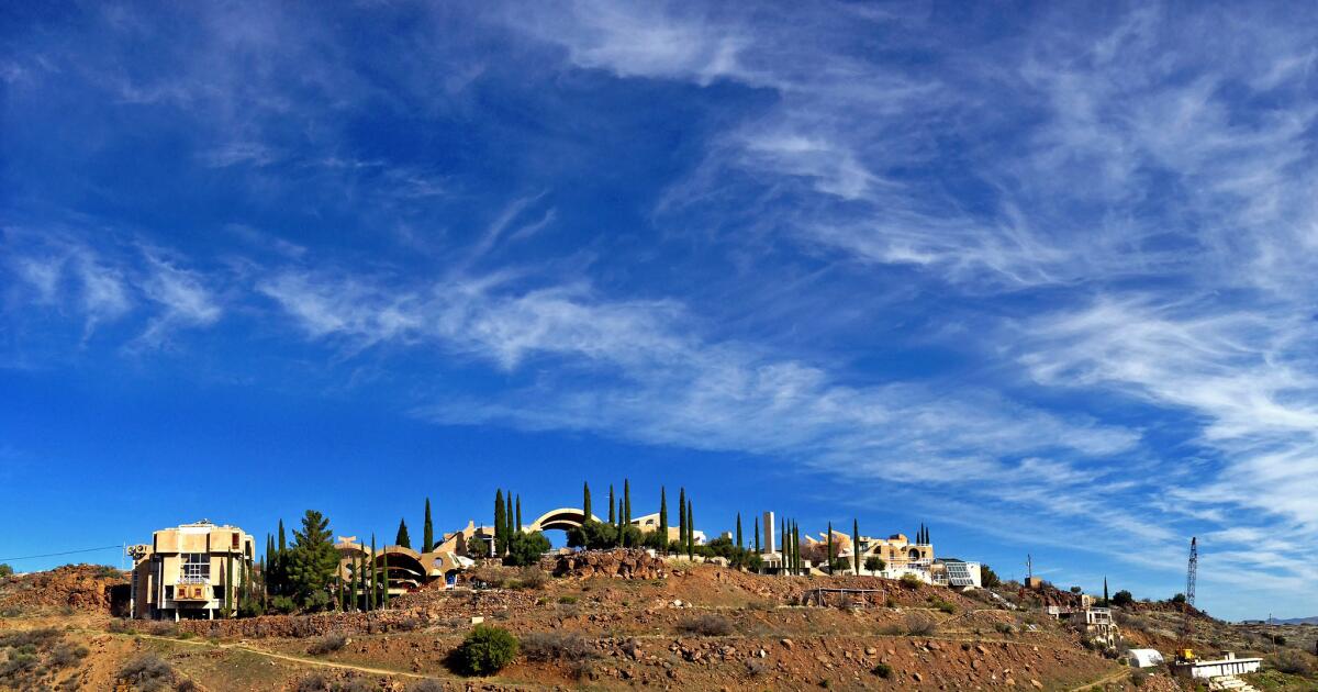 The experimental town of Arcosanti, located in central Arizona, looks much the same today as it did shortly after most of its buildings were designed by architect Paolo Soleri and constructed in the 1970s.