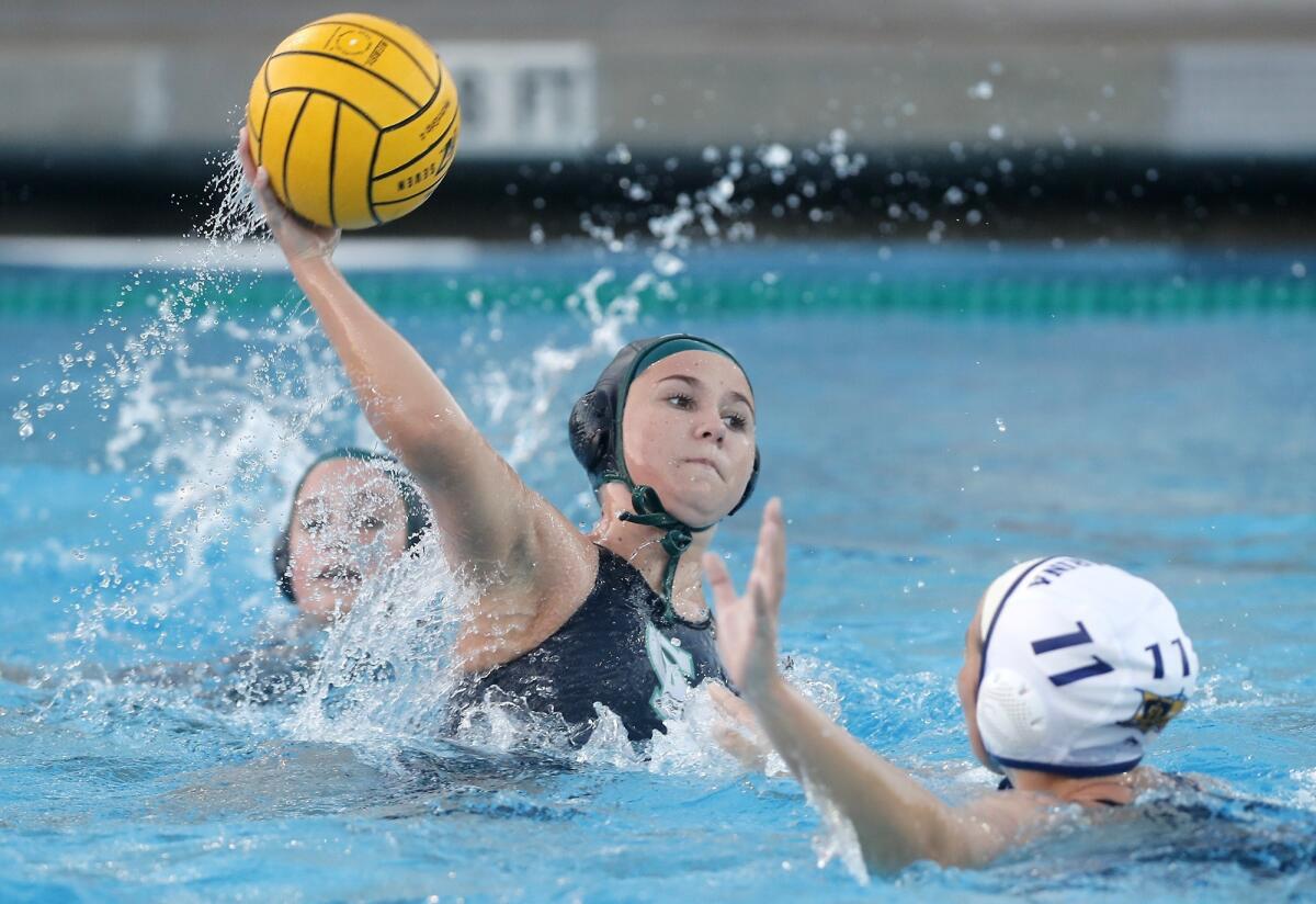 Costa Mesa's Sofia Rice shoots against Marina in the first half of a nonleague match on Dec. 12, 2018.