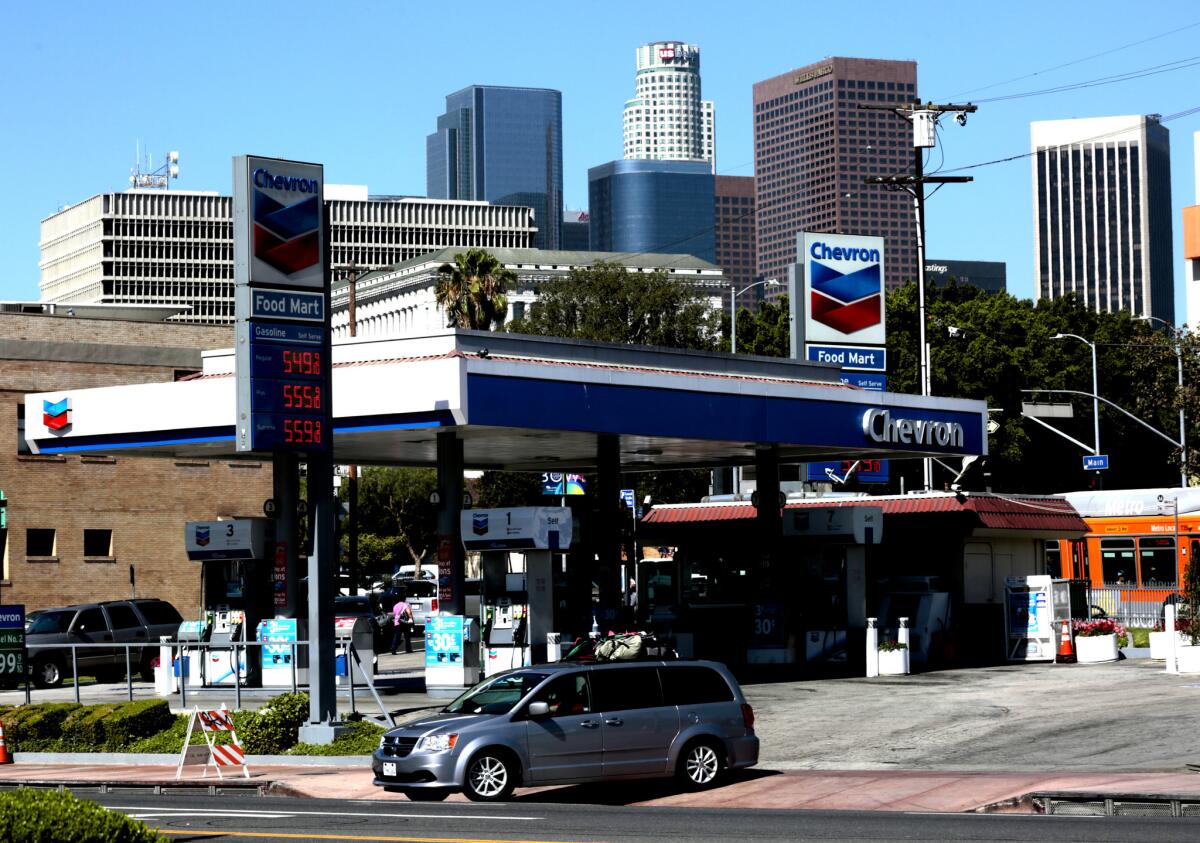 A Chevron station near downtown Los Angeles on July 13.