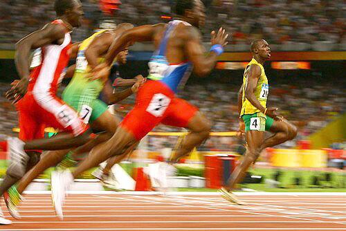 Usain Bolt near finish