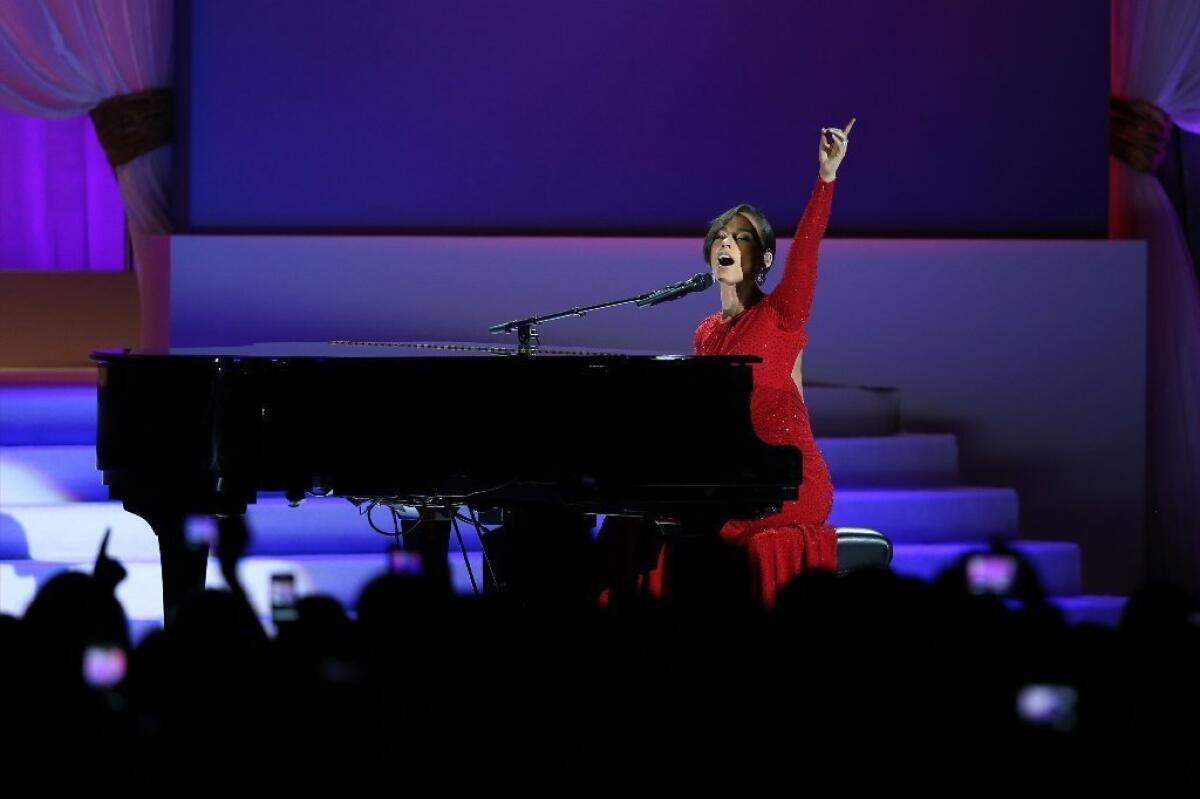 Alicia Keys performs at the Public Inaugural Ball in Washington, D.C., on Jan. 21, 2013.