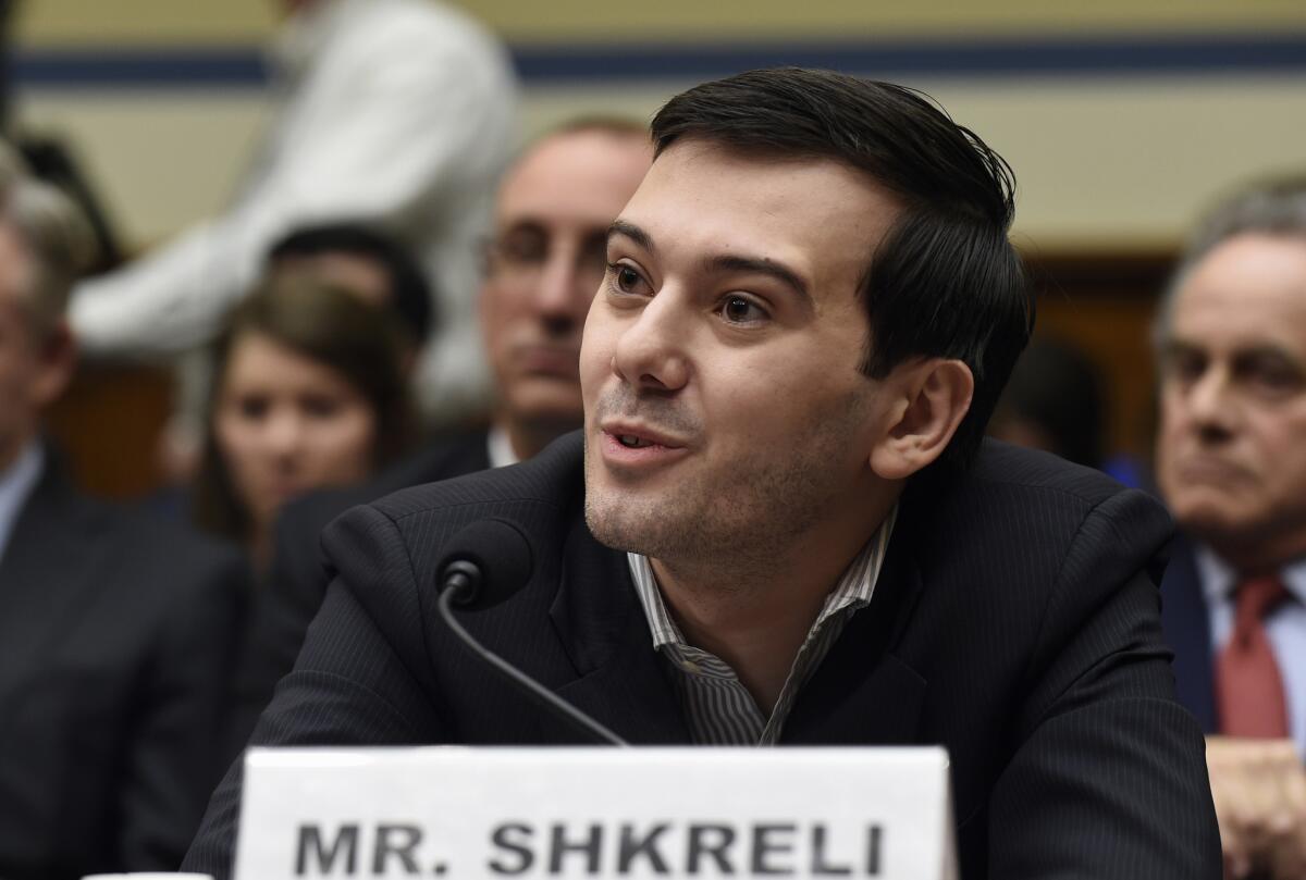 Martin Shkreli, the former head of Turing Pharmaceuticals, speaks on Capitol Hill on Thursday. He pleaded the 5th Amendment at a congressional committee hearing on drug-price hikes, but tweeted that lawmakers were "imbeciles."