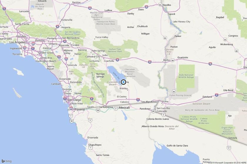 A map shows the location of the epicenter of Thursday morning's quake near Fondo, Calif.