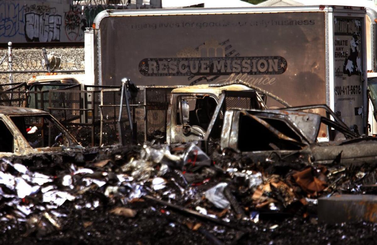 The fire that swept through the San Fernando Valley Rescue Mission earlier this month also destroyed half its fleet of vehicles.