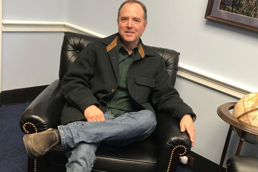 House Intelligence Chairman Adam Schiff in his office on Capitol Hill. Schiff is the Democrat leading the impeachment inquiry. Taken Friday, Nov 22, 2019, after two weeks of hearings.