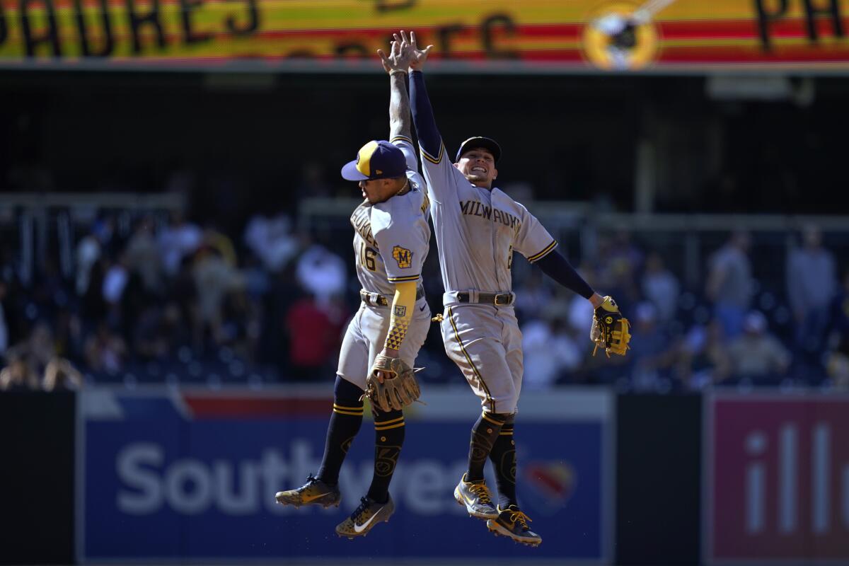 Tellez, Brewers beat Darvish, Padres 2-1 to take 2 of 3 - The San Diego  Union-Tribune