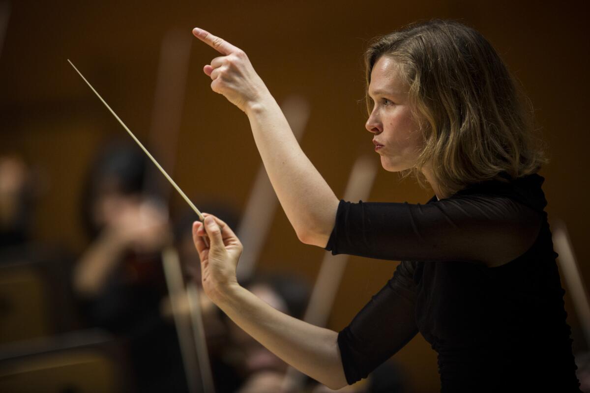 Mirga Grazinyte-Tyla leads the Los Angeles Philharmonic at Walt Disney Concert Hall in December.