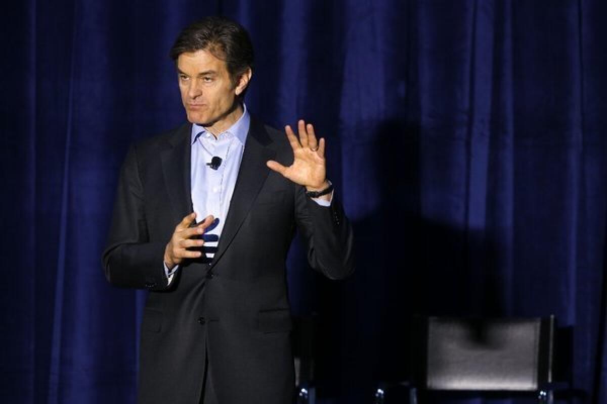 Dr. Oz speaks at a football safety clinic for mothers in Chicago this week.
