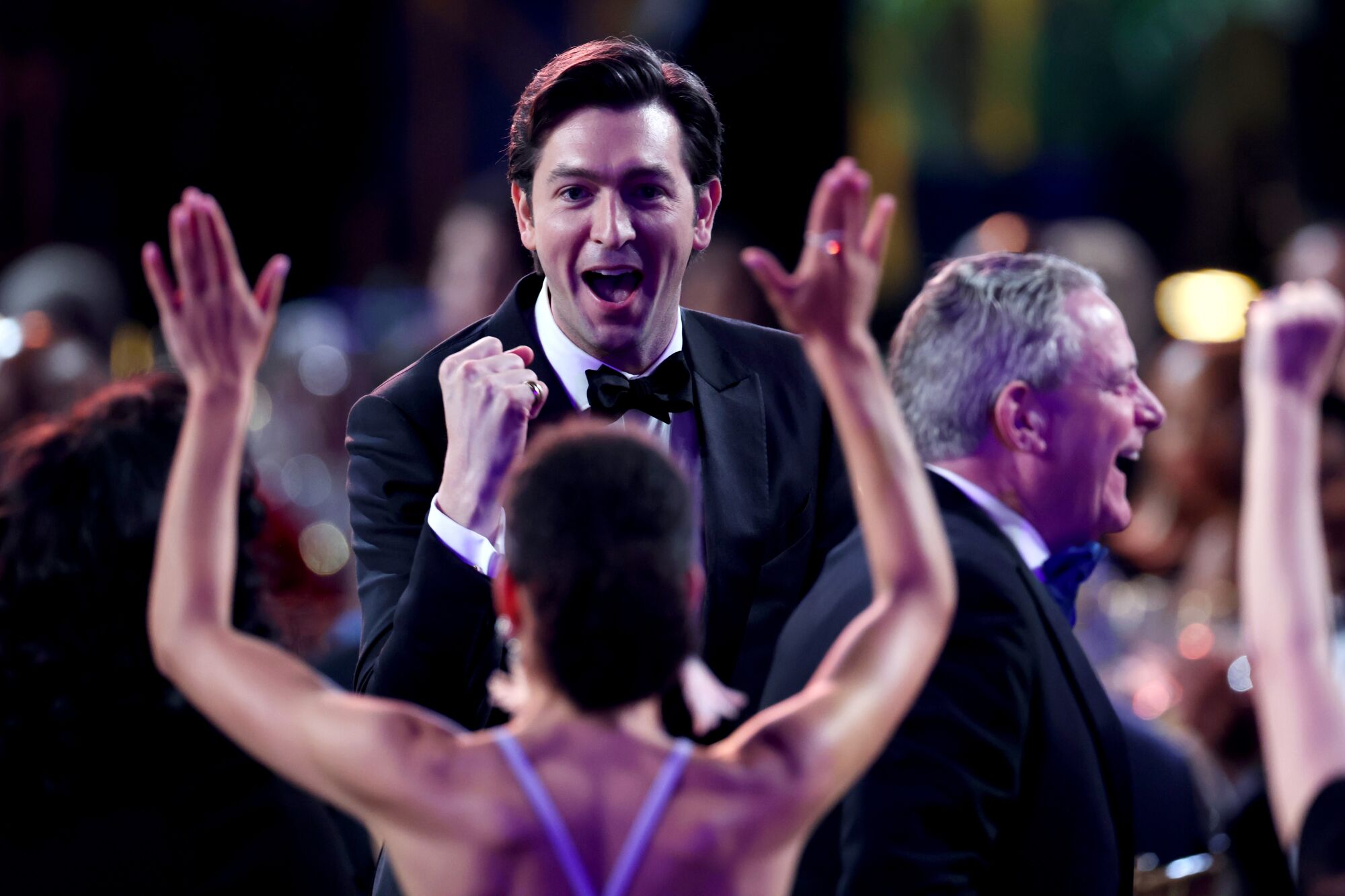 Nicholas Braun reacts after winning the award for Ensemble in a Drama Series for “Succession” 