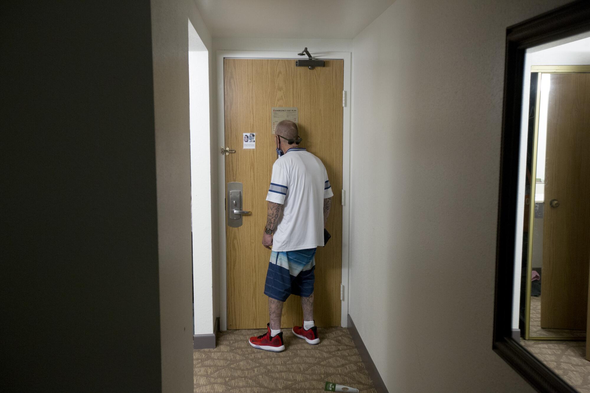 Kenneth Colato, who was homeless, has moved into the hotel through the Project Roomkey program.