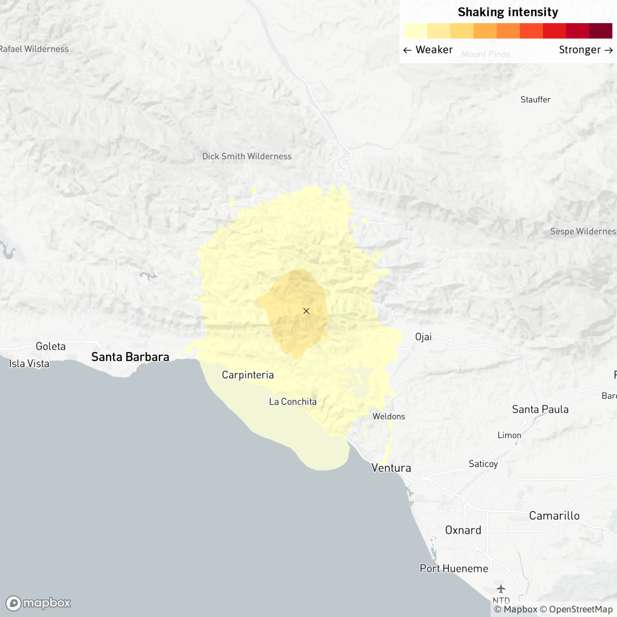 A magnitude-3.3 quake occurred at 1:34 a.m. Sunday near Carpinteria.