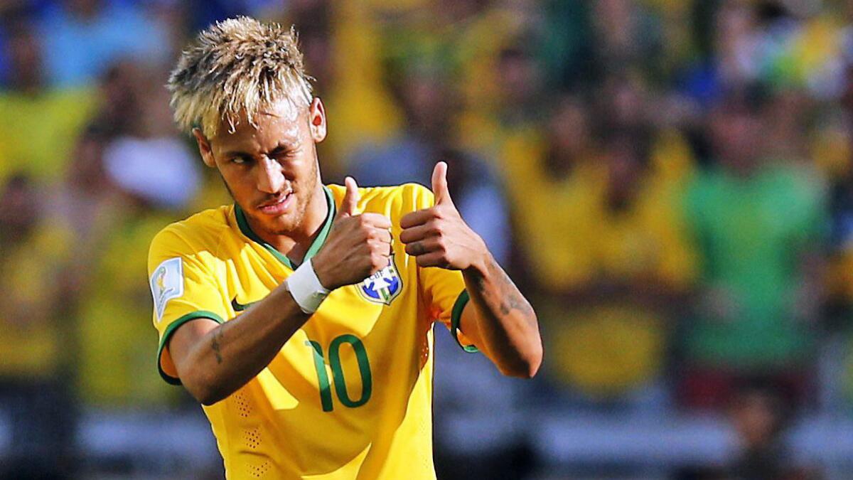 Brazil's Neymar gestures during the team's victory over Chile on Saturday.