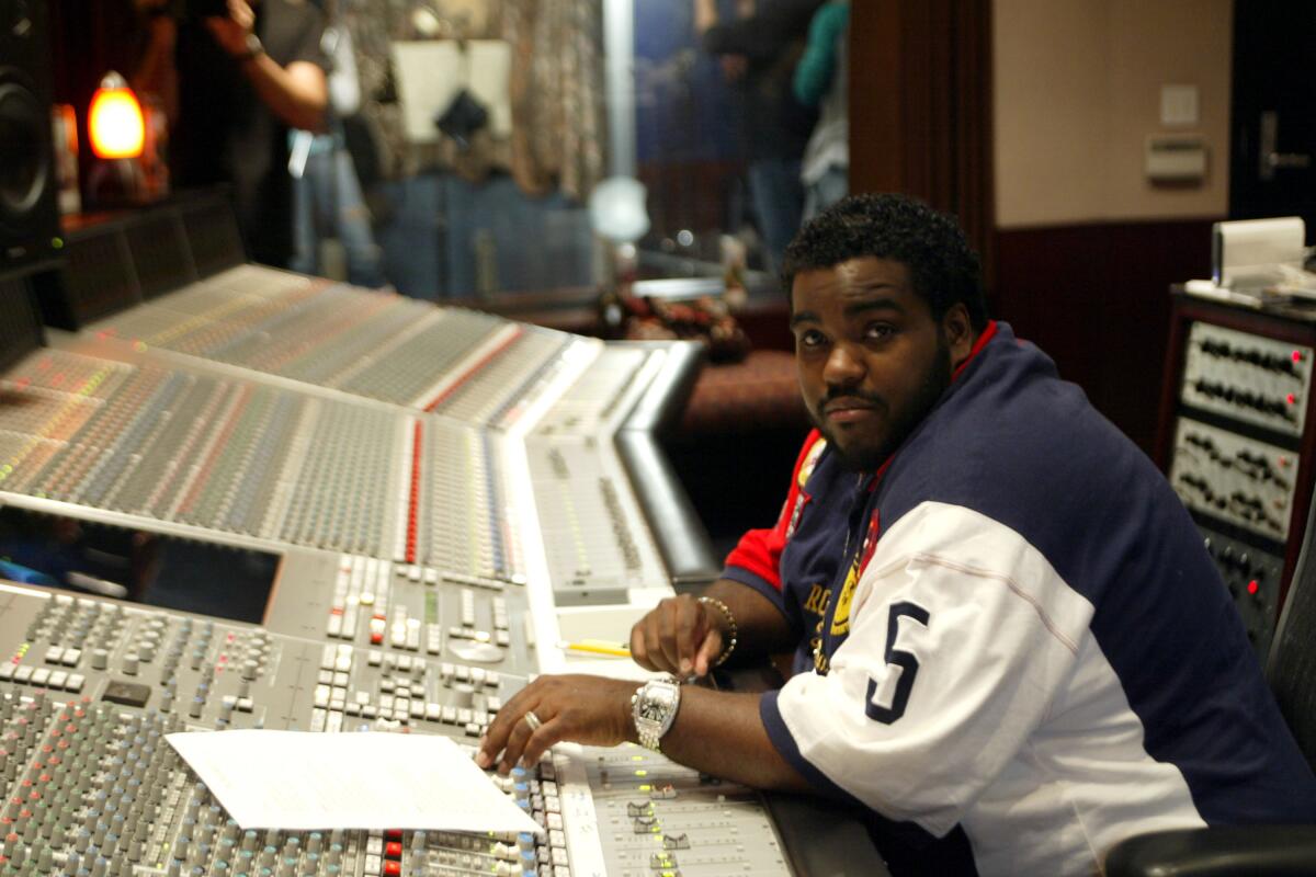 Producer Rodney Jenkins at a recording session at the Chalice Recording Studios