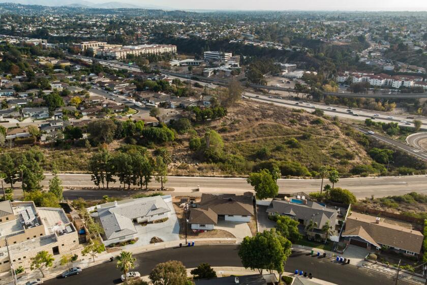 SAN DIEGO, CA - DECEMBER 11: The plot of land between the 8 freeway and College Avenue was purchased by the All Peoples Church. Some Del Cerro residents are opposing a proposed 950-seat mega church. (Jarrod Valliere / The San Diego Union-Tribune)