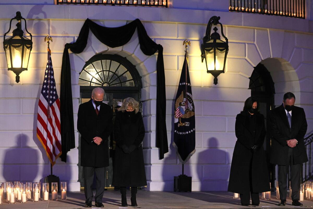 President Biden, First Lady Jill Biden, Vice President Kamala Harris and Second Gentleman Doug Emhoff on Feb. 22