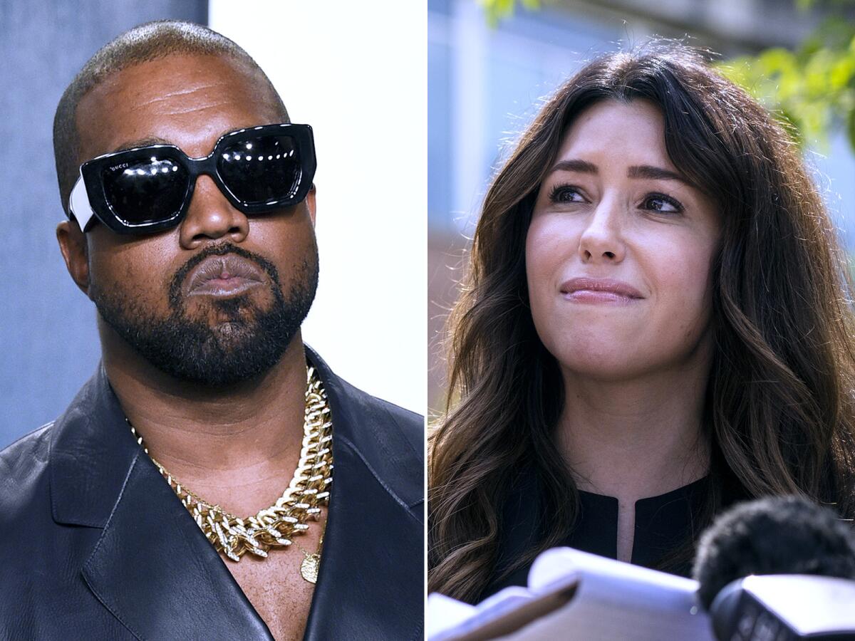 Rappper Kanye West, left, and lawyer Camille Vasquez.