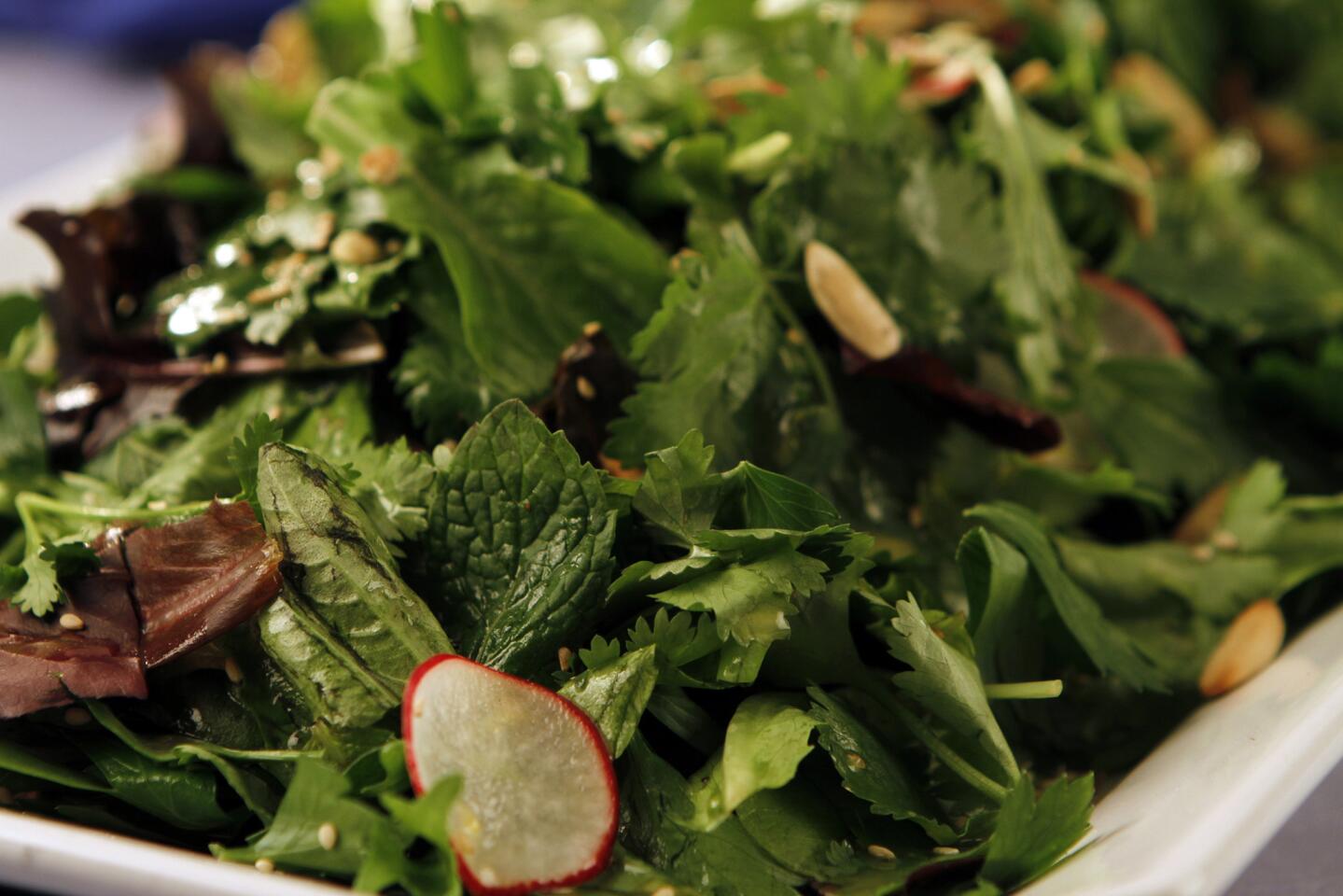 Fresh herb salad with seeds