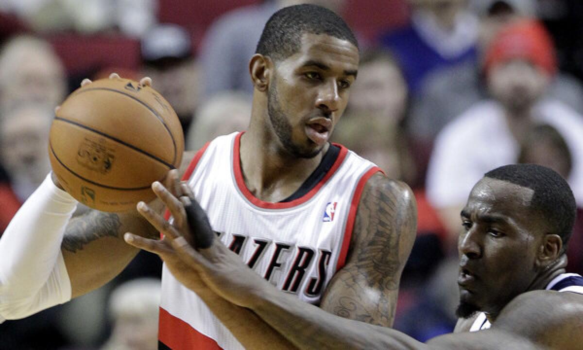 Portland's LaMarcus Aldridge will return Monday to play against the Lakers after missing five games because of a strained groin muscle.