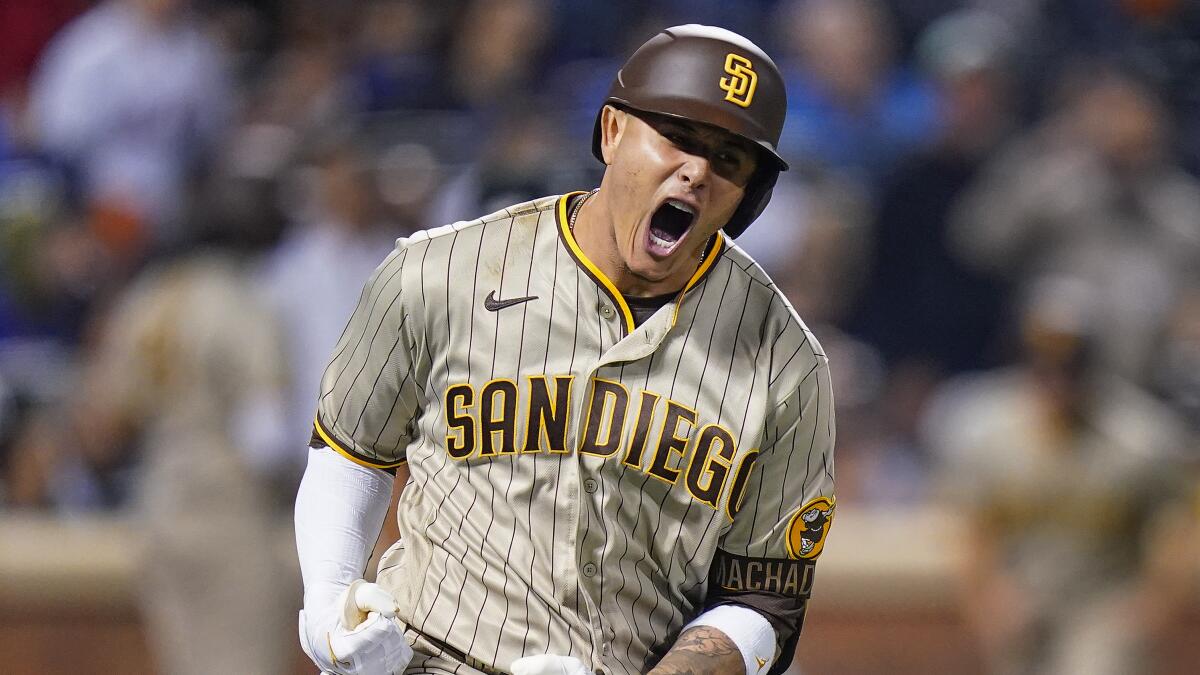 Nick Martinez and Austin Nola of the San Diego Padres smile at the