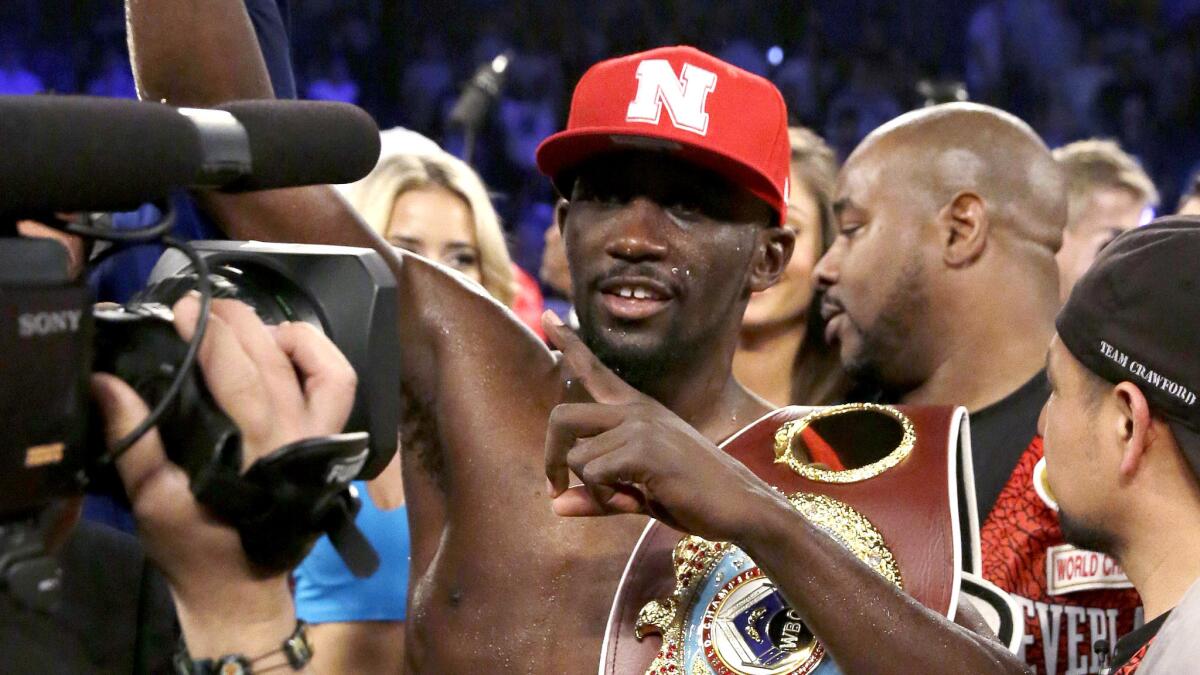 Terence Crawford will look to remain unbeaten Saturday night when he takes on unbeaten Viktor Postol in a junior-welterweight title unification bout.