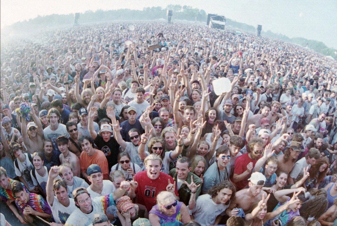 Thousands of fans attend a Grateful Dead concert in Highgate, Vt., June 15, 1995.
